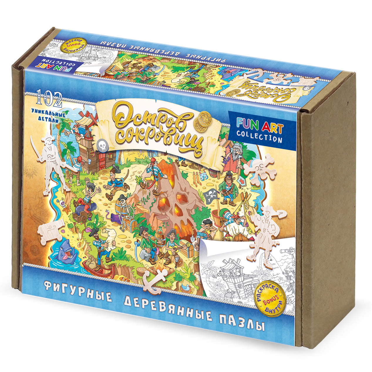 Фигурный деревянный пазл Остров сокровищ "FUN ART collection", 102эл
